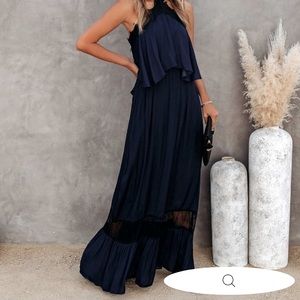 Halter lace maxi dress
